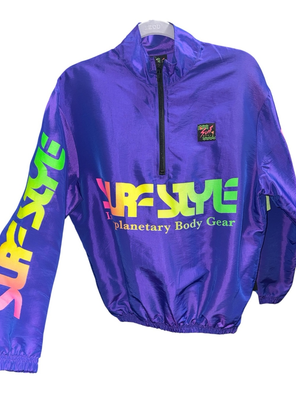 Surf Style Purple Neon Logo Windbreaker, Size Small